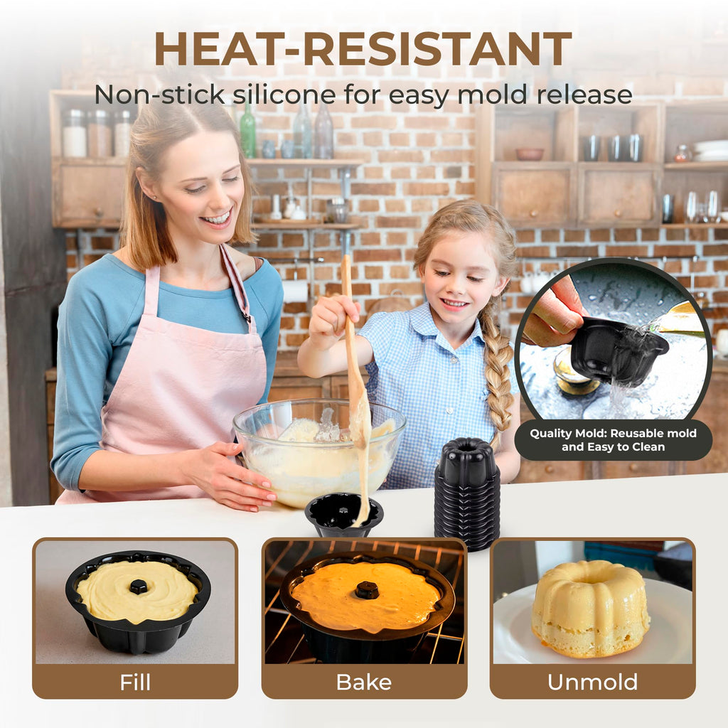 O’Creme Bakeable Plastic Mini Flan Molds Pan - Baking Pan With Non-Stick Silicone - Reusable Non-Stick baking Mini Flan Molds, Durable, Lightweight, Easy Storage for Baking and Much More - 50 QTY Pk