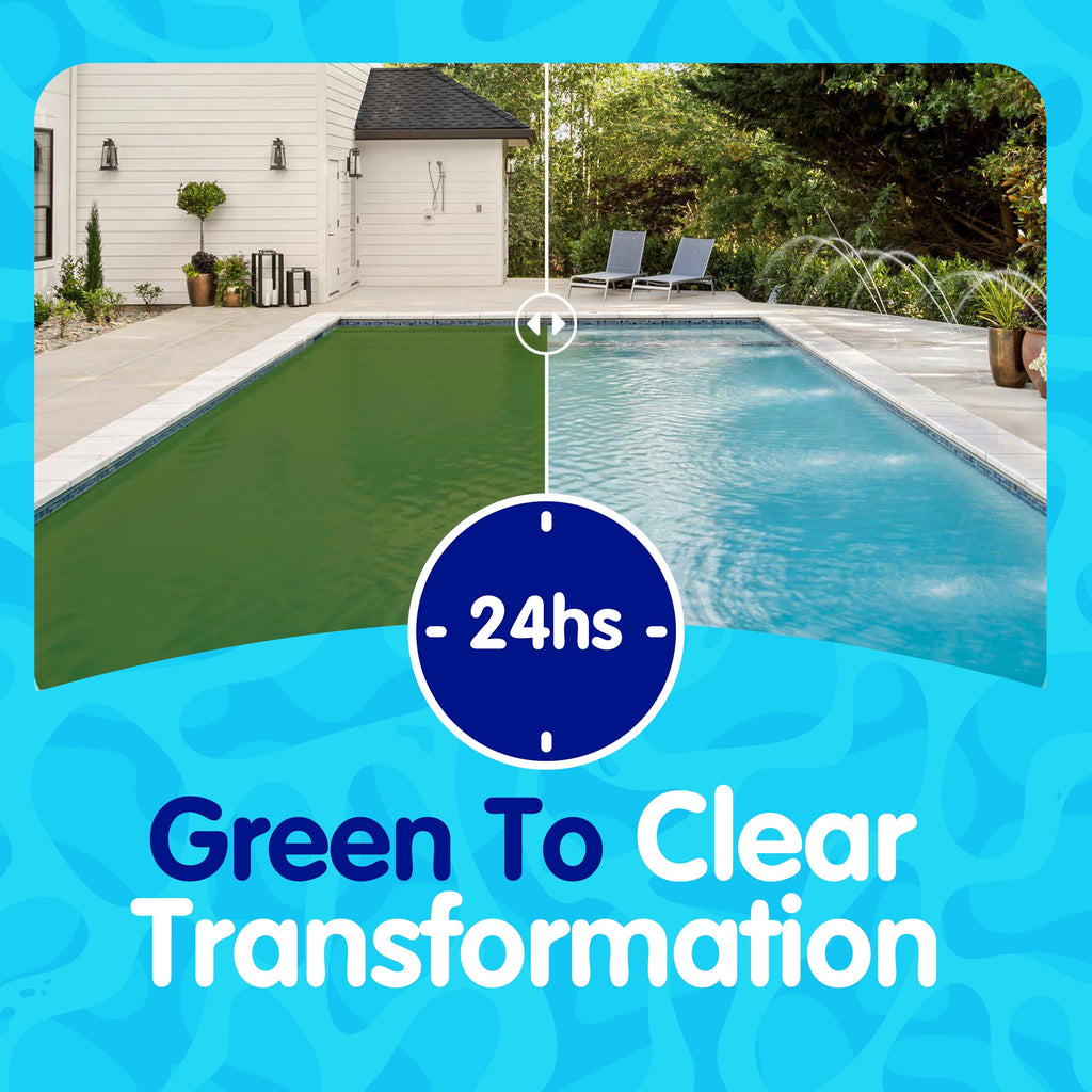 Eeziblue Monthly Algaecide for Swimming Pool — Patented Zn-Cu Synergy™, Treats Green, Black & Mustard Algae, Inground & Above Ground Pools, Up to 13,000 Gallons, Pre-Measured Dose