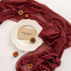 Keketo 6pcs Christmas Burgundy Cheesecloth Table Runner Gauze 120 Inch 10 FT Rustic Boho Cheese Cloth Runner for Wedding Baby Shower Bridal Shower Engagement Birthday Party Long Sheer Home Decorations