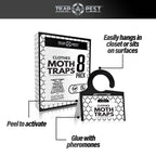 Clothing Moth Traps - 8 Pack - Non Toxic Moth Traps for Clothes with Pheromone Attractant - Odorless Sticky Trap for Closet, Carpets
