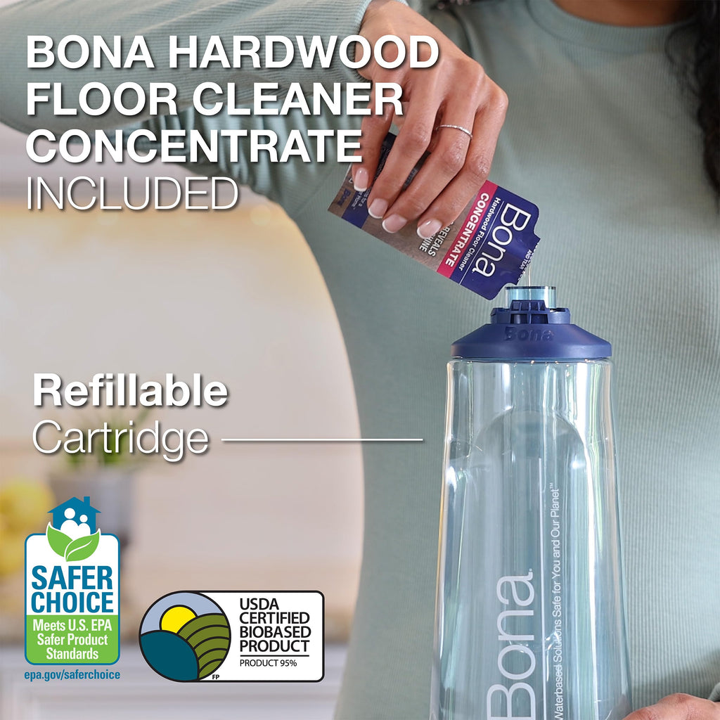 Bona Hardwood Floor Premium Spray Mop - Includes Wood Floor Cleaning Concentrate and Machine Washable Microfiber Cleaning Pad - Dual Zone Cleaning Design for Faster Cleanup