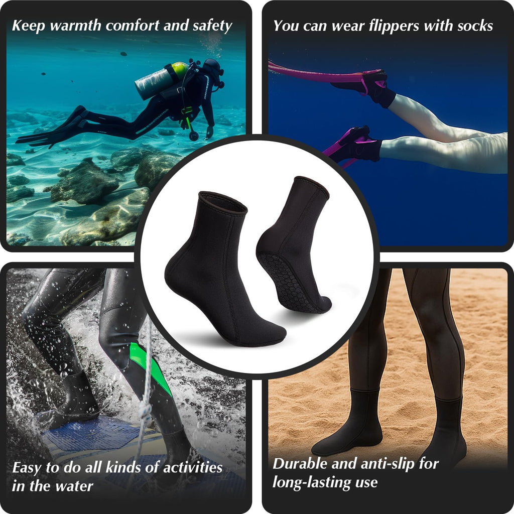 Neoprene socks, Water Socks 3 mm Diving Socks Booties for Outdoor Water Sports