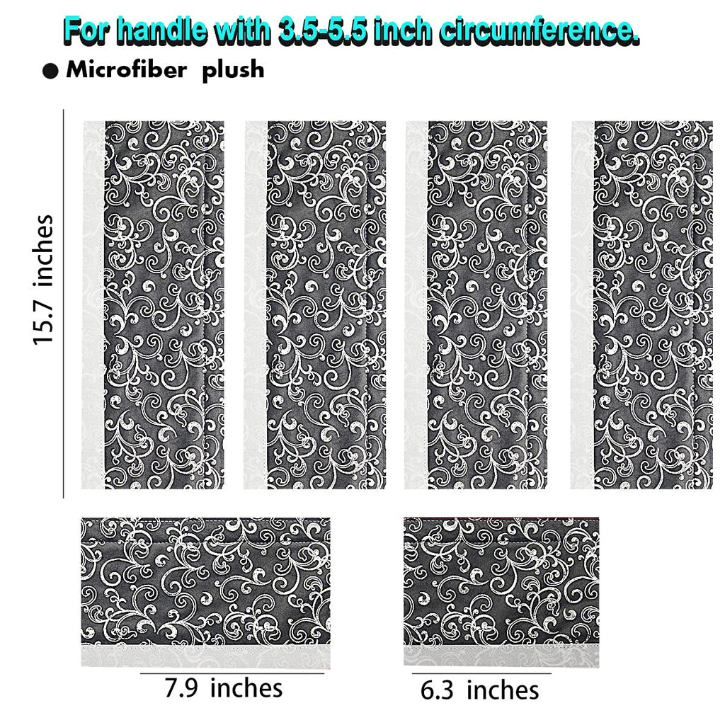 Volecy 6 PCS Refrigerator Door Handle Covers, Velvet Christmas Red Flower Decors Appliance for Fridge Microwave Stove Bathroom Keep Off Stains Dust Fingerprint Prevent Spread (Burgundy Red)