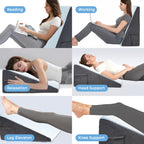 puredown® 12" Bed Wedge Pillow, Cooling Gel Memory Foam for Nighttime Acid Reflux, Lumbar & Back Support, Leg Elevation Therapy, Snore Reduction Aid, Triangular Wedge Design, Detachable Washable Cover