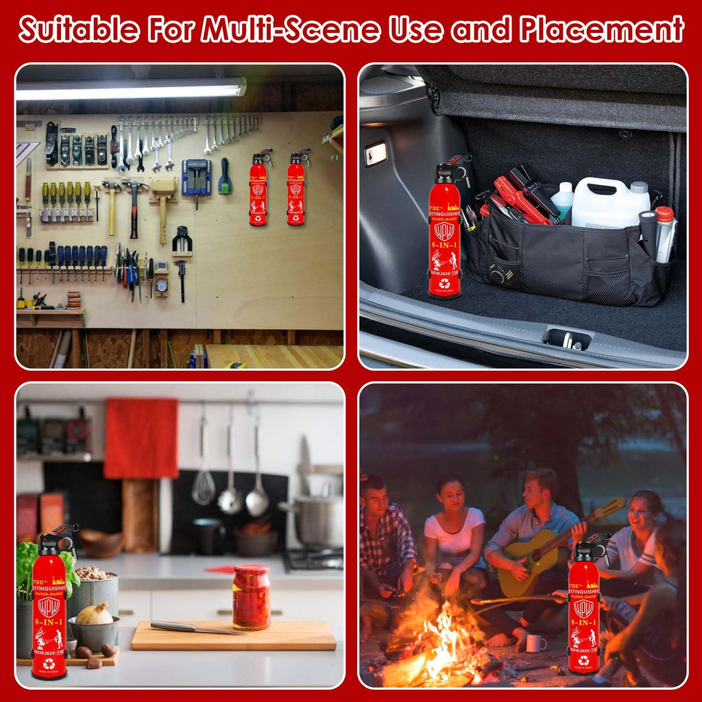 WPW Upgraded 8-in-1 Fire Extinguisher for Home with Wall Mount, 620ml Portable Fire Extinguisher For Vehicle Car Boat House Kitchen Emergency Supplies, Water-Based Solution For A, B, C, K Fire