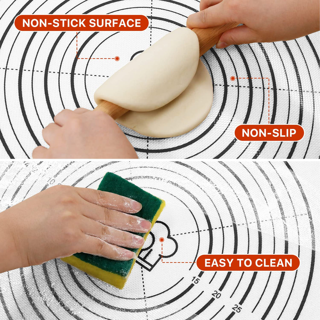 Silicone Baking Pastry Mat,36" x 24" Large Non Stick Sheet Mat with Measurement, Non-slip Food Grade Dough Rolling Mat for Making Cookies,Macarons,Bread