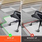 Vicwe Office Chair Mat for Carpet, 32" X 55" Heavy Duty Desk Chair Mat for Carpeted Floors, Easy Glide Rolling Plastic Floor Mat, Ship Flat,Easy to Clean with Lip