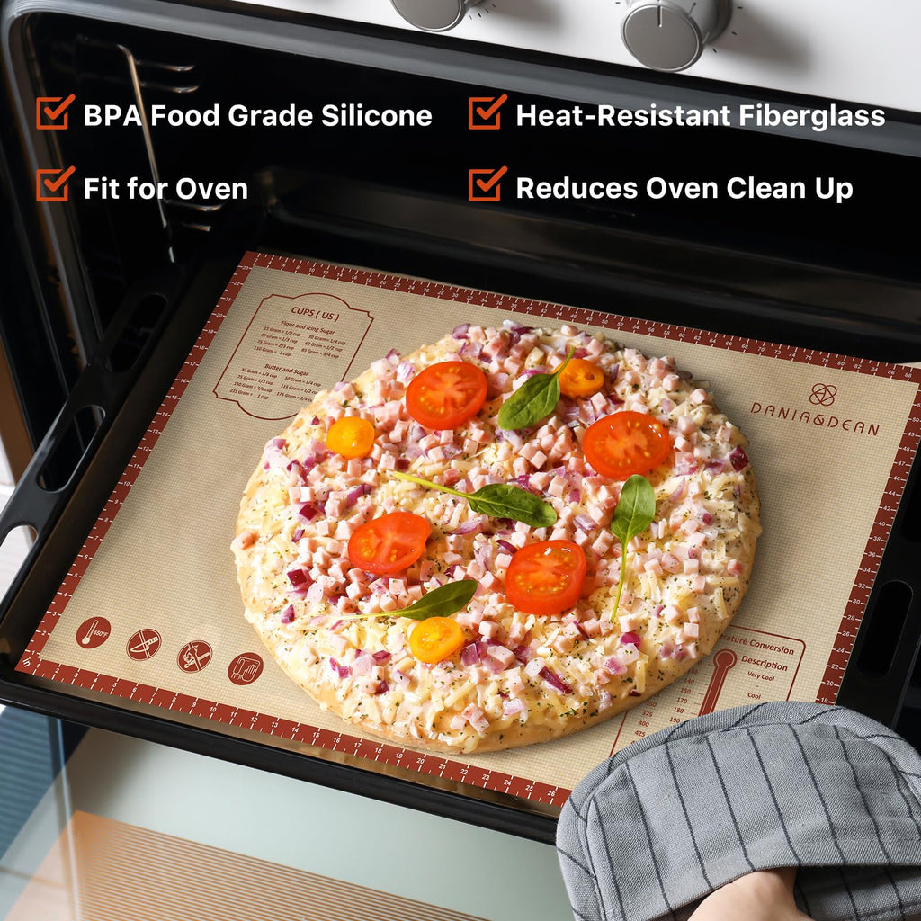 Silicone Baking Mat,36" x 24" Extra Thick Large Non Stick Sheet Mat with Measurement Non-slip Dough Rolling Mat,Reusable Food Grade Silicone Counter Mat for Making Cookies,Macarons,Bread and Pastry