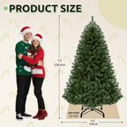 GOOBED Prelit Green Christmas Tree 7.5FT with Remote Control, Pre-Lit Green Artificial Hinged Spruce Christmas Tree with 1450 Tips, 550 LED Lights and 11 Light-Modes for Home, Party Decoration
