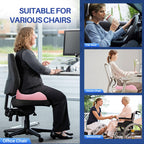 DAPOTUGI X Large Memory Foam Seat Cushion for Office Chair,for Back Support, Relief Sciatica & Tailbone Coccyx Pain Relief Cushion Pillow, for Long Sitting, for Car/Office Chair/Wheelchair (Pink)