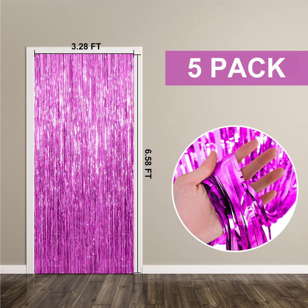 5 Pack Foil Curtain Backdrop Metallic Tinsel Foil Fringe Curtains Photo Booth Props for Birthday Wedding Engagement Baby Shower Bachelorette Christmas Holiday Celebration Party Decorations
