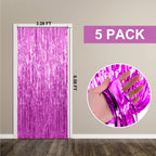 5 Pack Foil Curtain Backdrop Metallic Tinsel Foil Fringe Curtains Photo Booth Props for Birthday Wedding Engagement Baby Shower Bachelorette Christmas Holiday Celebration Party Decorations
