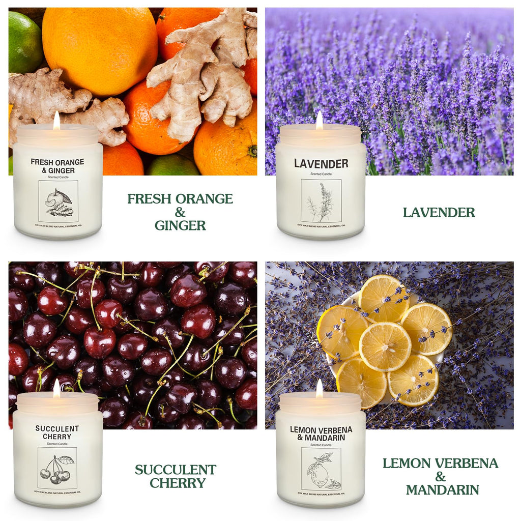 Candles | Candles for Home Scented | 4 Pack 7.1oz Natural Soy Wax Aromatherapy Candles | Over 240 Hours of Burn Time | Christmas Scented Candles Gifts Sets for Women |Lavender Candles
