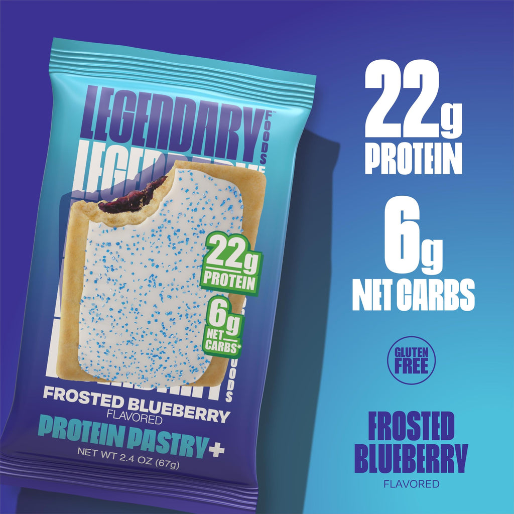 Legendary Foods 22 g High Protein Pastry+ Premium Boosted - Low Carb Meal Replacement Bar - Gluten Free Protien Snacks - Healthy Keto Snack Box - Low Sugar Energy Bar - Bariatric Diabetic Friendly