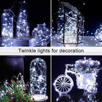 JMEXSUSS 4 Pack 100 LED Solar String Lights for Outside, 33ft White Solar Fairy Lights Outdoor Waterproof, 8 Modes Solar Christmas Lights for Garden Yard Tree Wedding Decorations