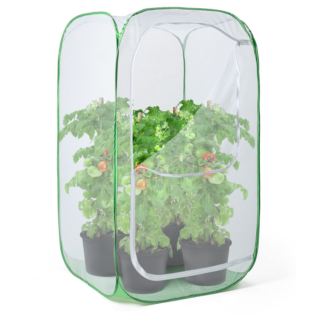 36" Outdoor Mesh Plant Enclosure, Plant Cover for Pests, Bird and Pest Protection Guard for Fruit, Vegetables, Flowers and Herbs Pop-Up Cage 24 x 24 x 36 Inches