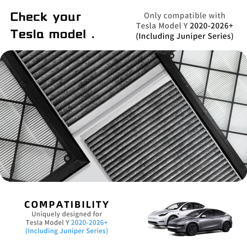 CYBERBEANS (4 Pack) HEPA Carbon Air Filter Kit Compatible with Tesla Model Y, Carbin Air Conditional Replacement with External Intake Activated Carbon 2020-2024/2025/2026 Juniper Accessories