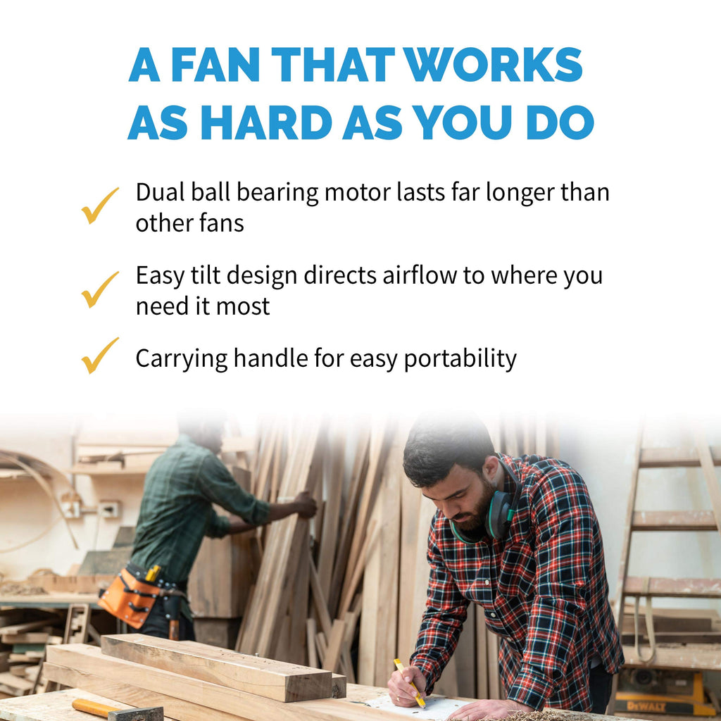 NewAir 18" High Velocity Industrial Floor Fan, Heavy Duty Metal Fan, Adjustable Tilt and 3 Speeds up to 4012 CFM, Rotatory Switch | Garage Fan for Indoor, Warehouse, Workshop, Gym or Home