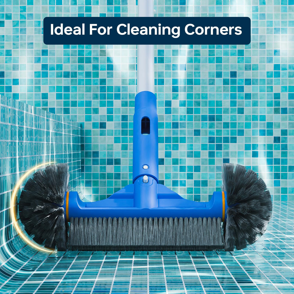 Sepetrel Deluxe Swimming Pool Cleaning Kit Including Half-Deep Fine Mesh Pool Leaf Skimmer Net,12" Round Pool Brush Head & 70.5" Pole, for Above Ground Pools,Ponds,Spas,Hot Tubs