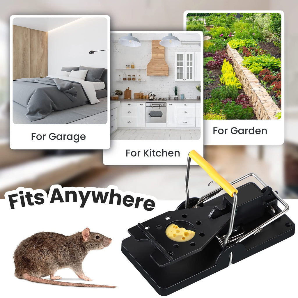 Qualirey 50 Pcs Mouse Traps Plastic Mice Trap House Indoor Rat Trap Quick Effective Safe Mouse Traps for Warehouse Garden Kitchen 3.86 x 1.81 x 2.17 Inch (Black,Yellow)