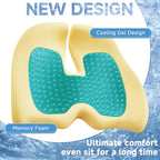 Benazcap Gel Seat Cushion for Office Chair Ergonomic Cushions-Gel & Memory Foam Coccyx Butt Pillow for Sciatica & Back Pain Relief for Long Sitting for Gaming Chair and Car Seat-Black