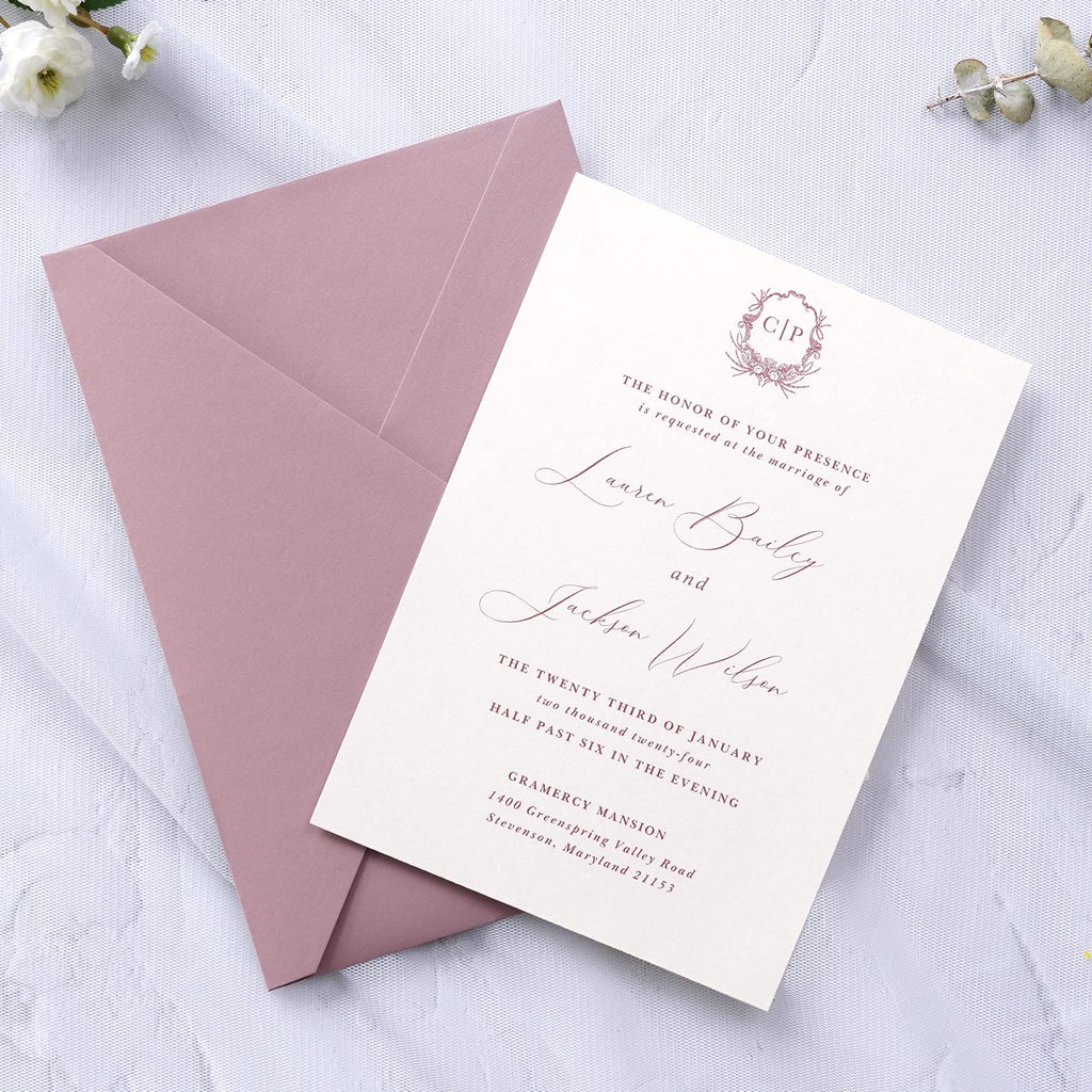 PONATIA 50 PCS/Pack A7 Envelopes, 5.25 x 7.5'' Shiny Dusty Rose Envelopes, Perfect 5x7 envelopes For Wedding Invitation Cards, Christmas Gift Cards Envelopes, Acrylic Invitations, Photos