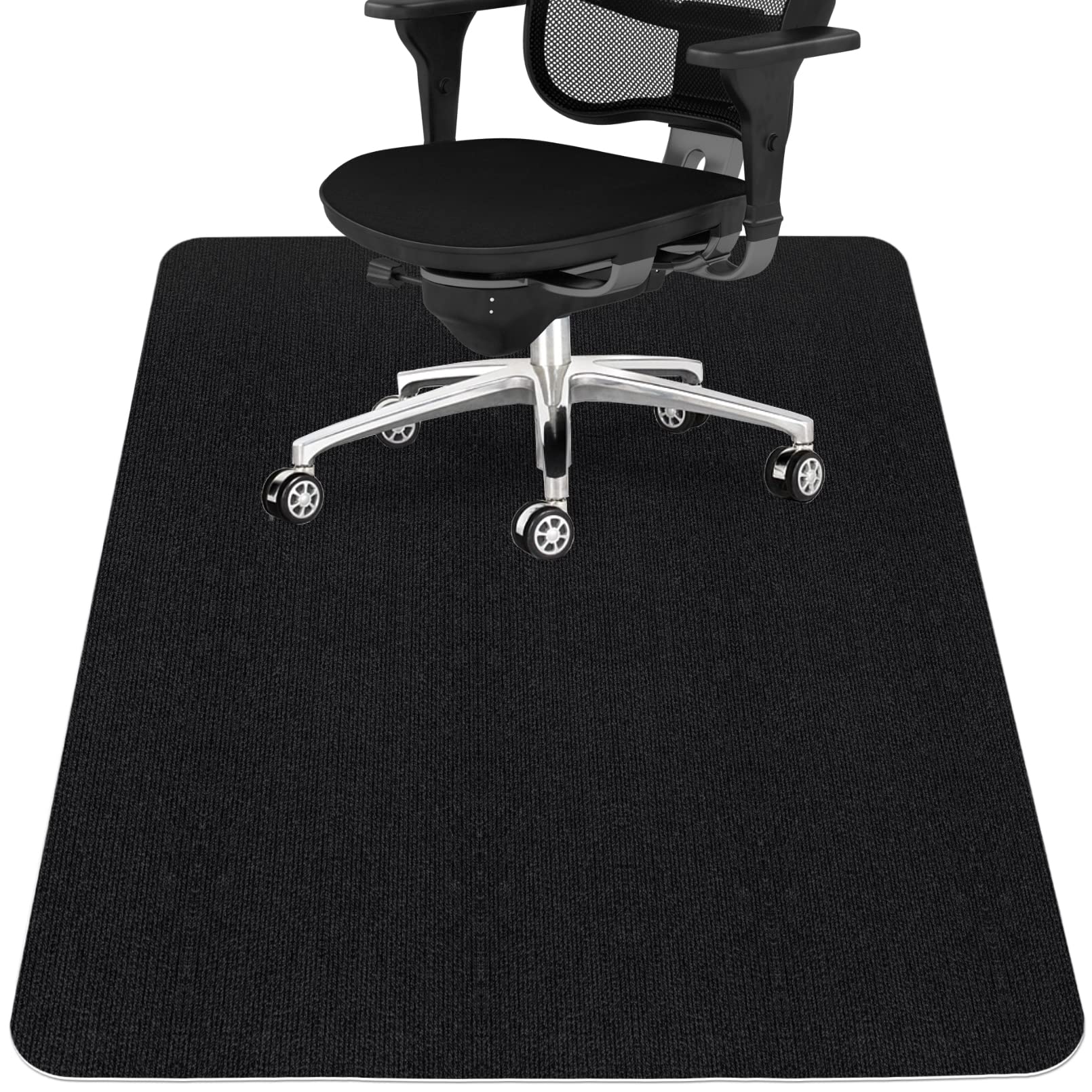 Sycoodeal Office Chair Mat,Computer Gaming Desk Chair Mat for Hard Wood & Tile Floor,Large Anti-Slip Floor Protector Rug,Easy to Clean,48" X 36" Black