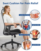 Feagar Large Ergonomic Seat Cushion - Thick Full Wrap Memory Foam Office Chair Cushion for Tailbone Pain Relief, Coccyx Cushion with Non-Slip Pad for Desk Chair, Wheelchair, Car Seat Long Sitting