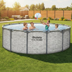 Bestway Steel Pro MAX 14' x 48" Above Ground Pool, Round Metal Frame Outdoor Swimming Pool Set with Filter Pump, Ladder, and Cover, Gray Stone Print