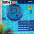 Replacement Pentair 520272 Air/Water/Solar Temperature Sensor, 20-Feet Cable for Pool/Spa 12 Month Warranty