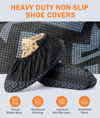 X-Large 100 Pcs Shoe Covers Disposable Non-Slip, Breathable Shoe Covers for Indoors, Slip-resistant, Durable, Non-Woven Booties for Shoes Covers,Stretchable Fits Up To13 US Men,Black