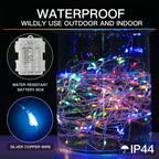 suddus 33ft 100 LED Outdoor String Lights, Multi Color Fairy Lights Battery Operated with Remote, Led Twinkle Lights for Bedroom, Backyard, Wedding, Tree, Mason Jar, Wall, Centerpiece, Christmas