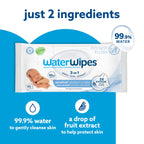 WaterWipes Sensitive+ Newborn & Baby Wipes, 3-In-1 Cleans, Cares, Protects, 99.9% Water, Unscented & Hypoallergenic, 720 Count (12 Packs)