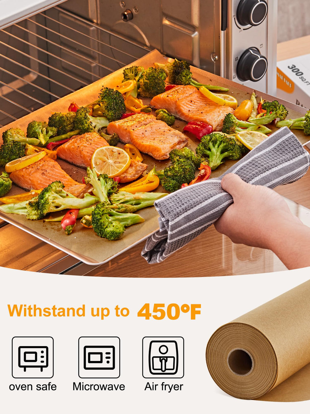 SMARTAKE Parchment Paper Roll for Baking, 2-Pack of 13 in x 278 ft, 600 sq.ft, Non-Stick Baking Paper Sheets with Slide Cutter, Heavy Duty Extra Long, for Kitchen Baking Cooking Grilling, Unbleached