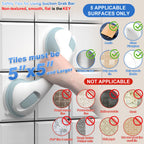 Grab Bars for Shower Heavy-Duty 12-Inch ADA Compliant 350lbs Shower Grab Bars for Seniors Shower Handles for Elderly Suction Air-Tight®Handicap Safety Handrail for Bathroom Bathtubs Toilet Tiles Glass