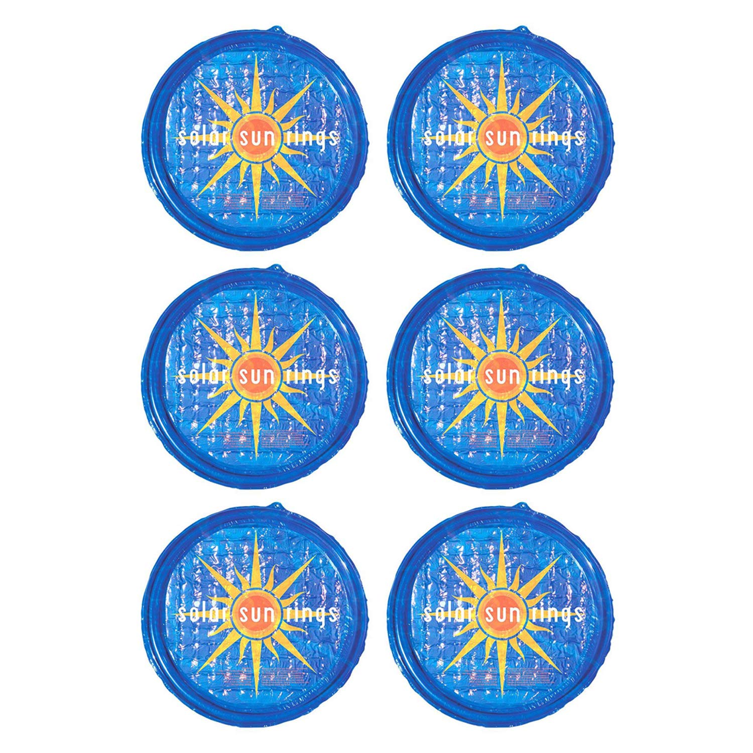 Solar Sun Rings Portable Above Ground Inground Swimming Pool Hot Tub Spa Heating Accessory Circular Heater Solar Cover, Blue (6 Pack)