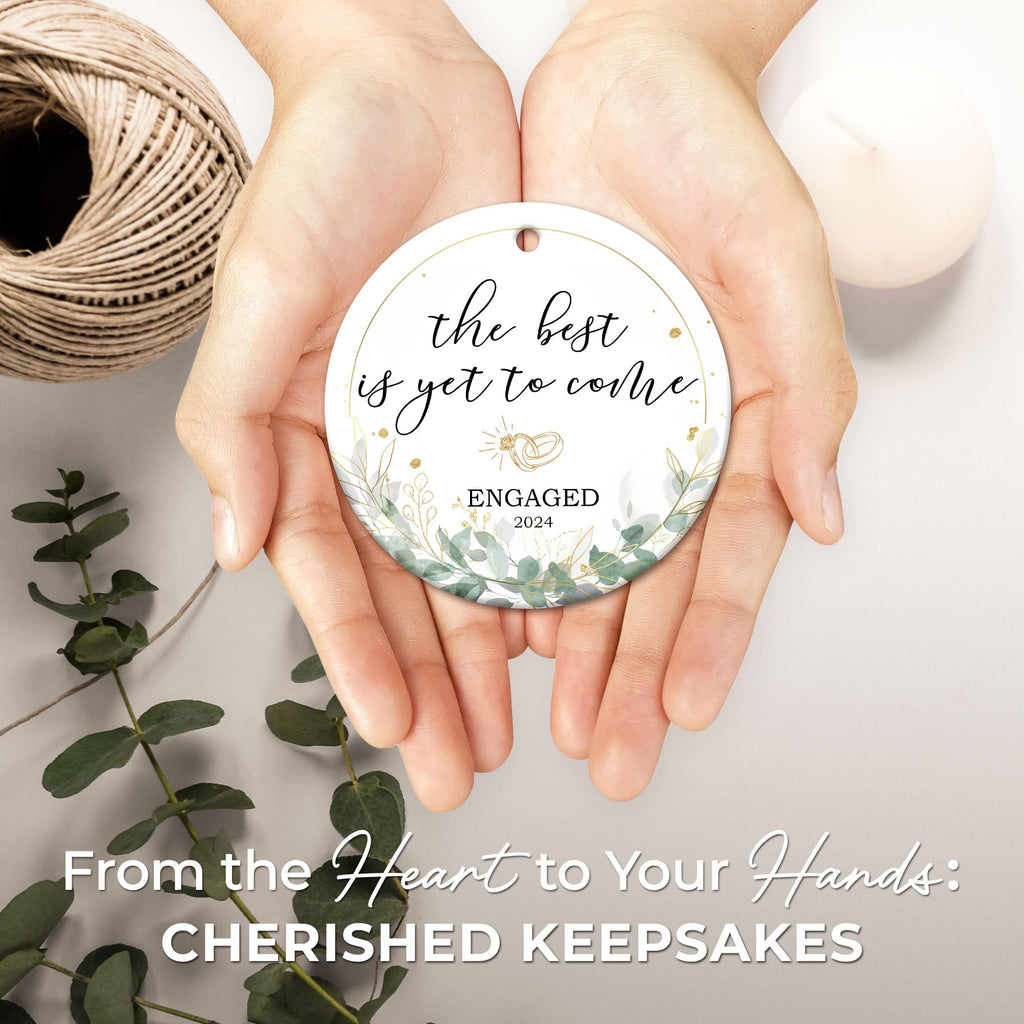 ZAGKOO Engagement Gifts for Couples - Gifts for Newly Engaged Couples - Engagement Gift for Her, Women, Friend, Fiancee - Happy Engagement, Just Engaged, Bride to Be - 2024 Christmas Ceramic Ornament