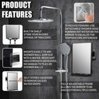 Shower Mirror for Shaving & Washing Your Face with a Squeegee - Built-in Two Razor Holder, 360°Rotation Adjustable Shaving Bathroom Mirror - Easy Install, Home Shower Accessory(Not Fogless)