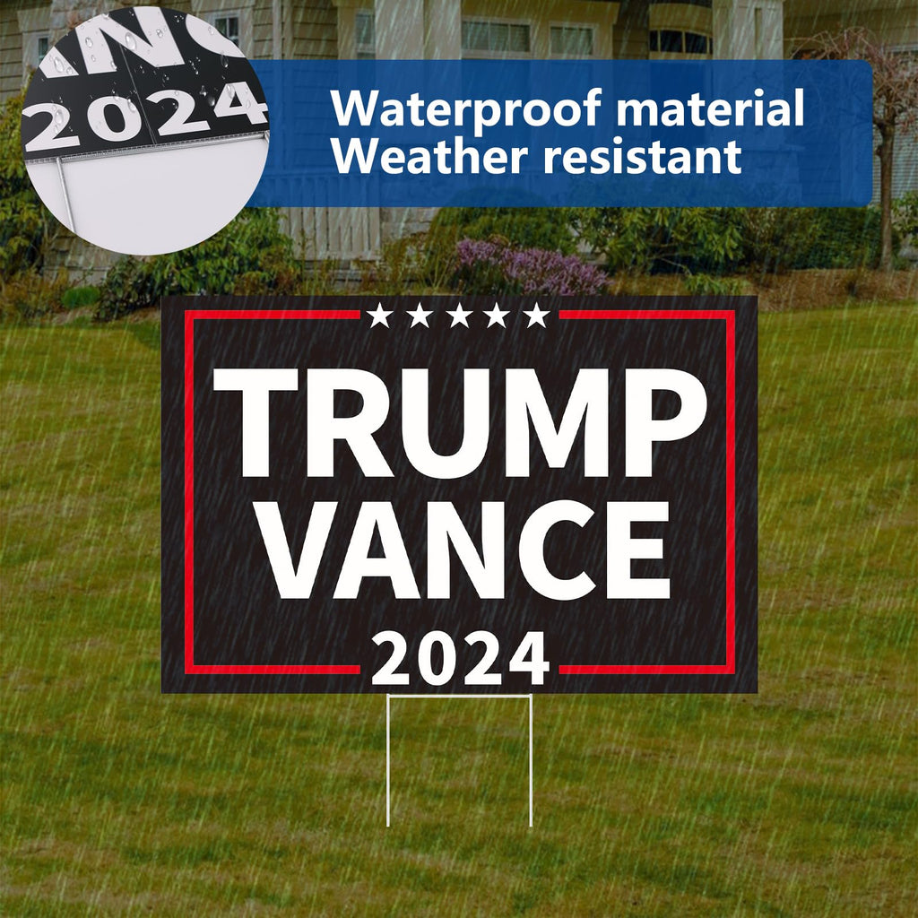 Probsin Trump Vance 2024 Yard Sign Double Sided 16" x 24" President Trump Vice President Vance MAGA Signs Voted for Trump Vance Outdoor Decorations for Lawn, Garden, Window, Party Supplies (Black)