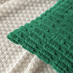 MIULEE Pack of 2 Green Corduroy Decorative Throw Pillow Covers 18x18 Inch Soft Boho Striped Pillow Covers Modern Farmhouse Christmas Home Decor for Sofa Living Room Couch Bed