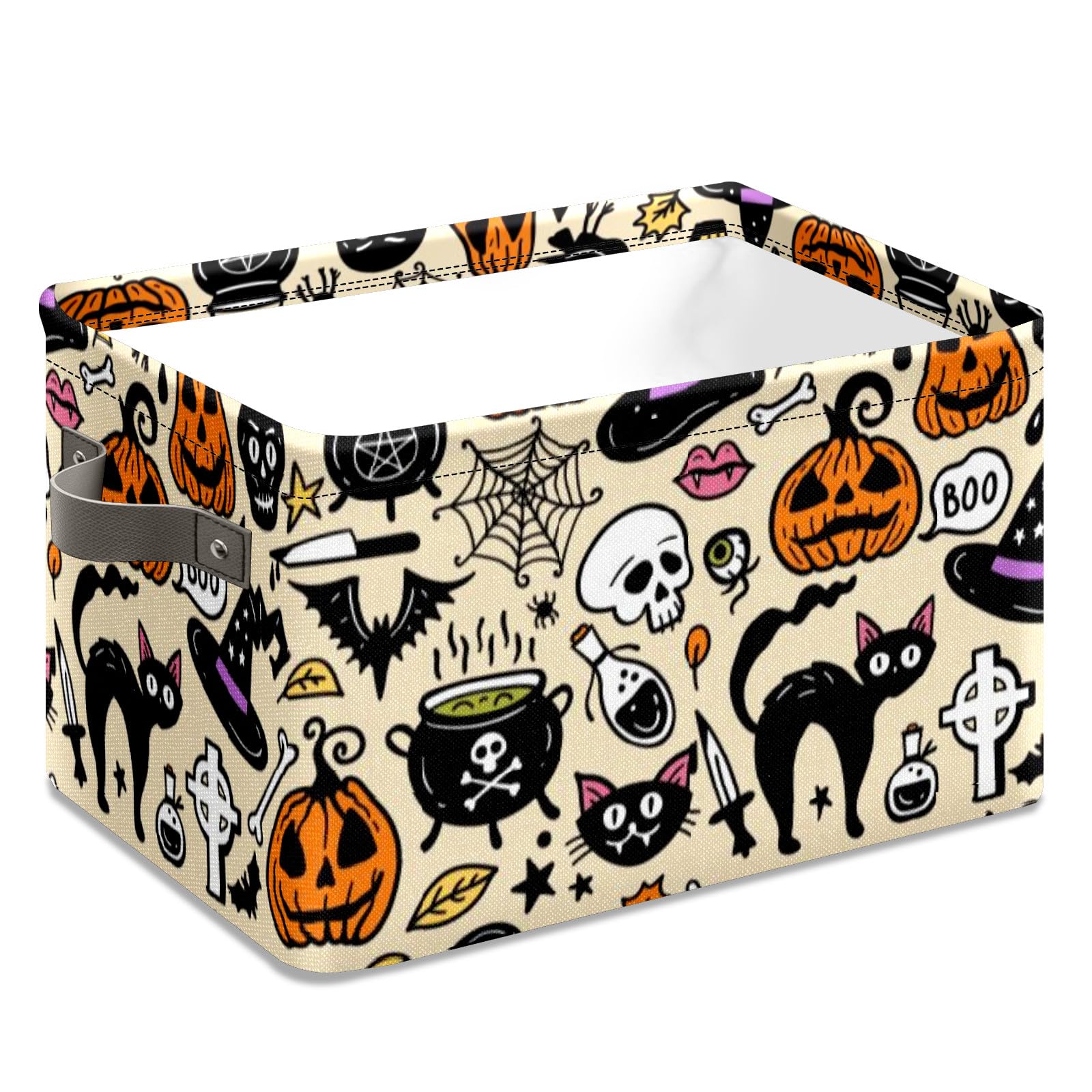 Halloween Ghost Basket with Handles spooky basket stuffers for Boyfriend Large Collapsible Storage Bins Boxes for Shelves Home Office Toys