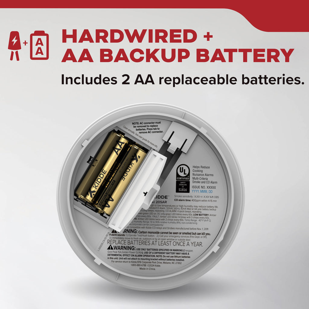 Kidde Hardwired Smoke Detector, AA Battery Backup, Interconnectable, LED Warning Light Indicators, 2 Pack