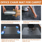 HOMEK Office Chair Mat for Low Pile Carpeted Floors - 30” x 48” Clear Carpet Chair Mats for Home & Office, Studded Floor Mat for Office Chair on Carpet