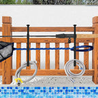 ECcandiedhaws 2Pcs Black Pool Pole Hangers, Adjustable Heavy Duty Swimming Pool Fence Hooks for Pool Equipment, Skimmers, Leaf Rakes, Nets, Brushes, Vacuum Hose, Garden Tool Organizer