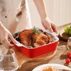 DOWAN 8x8 Baking dish, Square Baking Pan, Ceramic Casserole Dishes for Oven, Cake Pan with Handle, for Brownie, Lasagna, Casserole, 2 Quart, Home Gift, Wedding Gift, Red