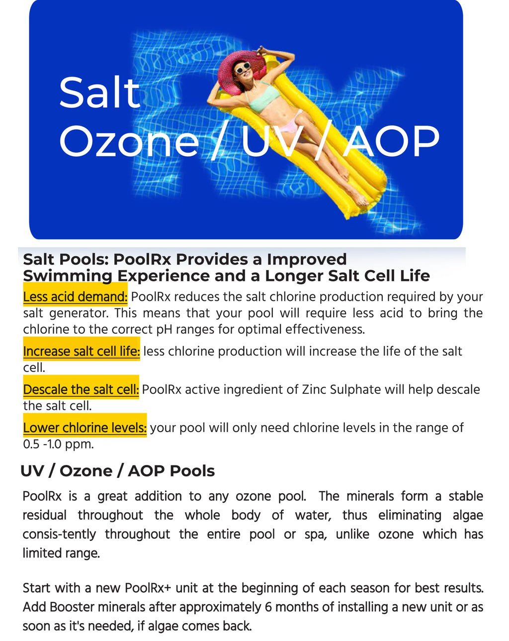 PoolRX+ Pool Unit 7.5k-20k gallons (4-Pack), Blue, (331003)
