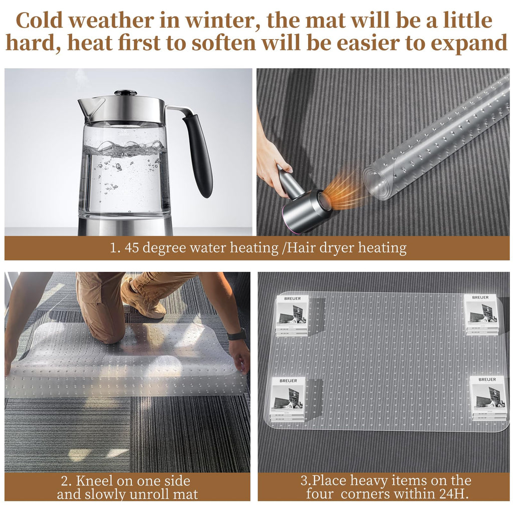 MESHDO Office Chair Mat for Carpet, 30" X 48" X 0.09" Desk Chair Mat for Carpet Floors, Clear and Thick Rolling Computer Chair Mats with Non-Slip Studded for Home and Office Low Pile Carpets