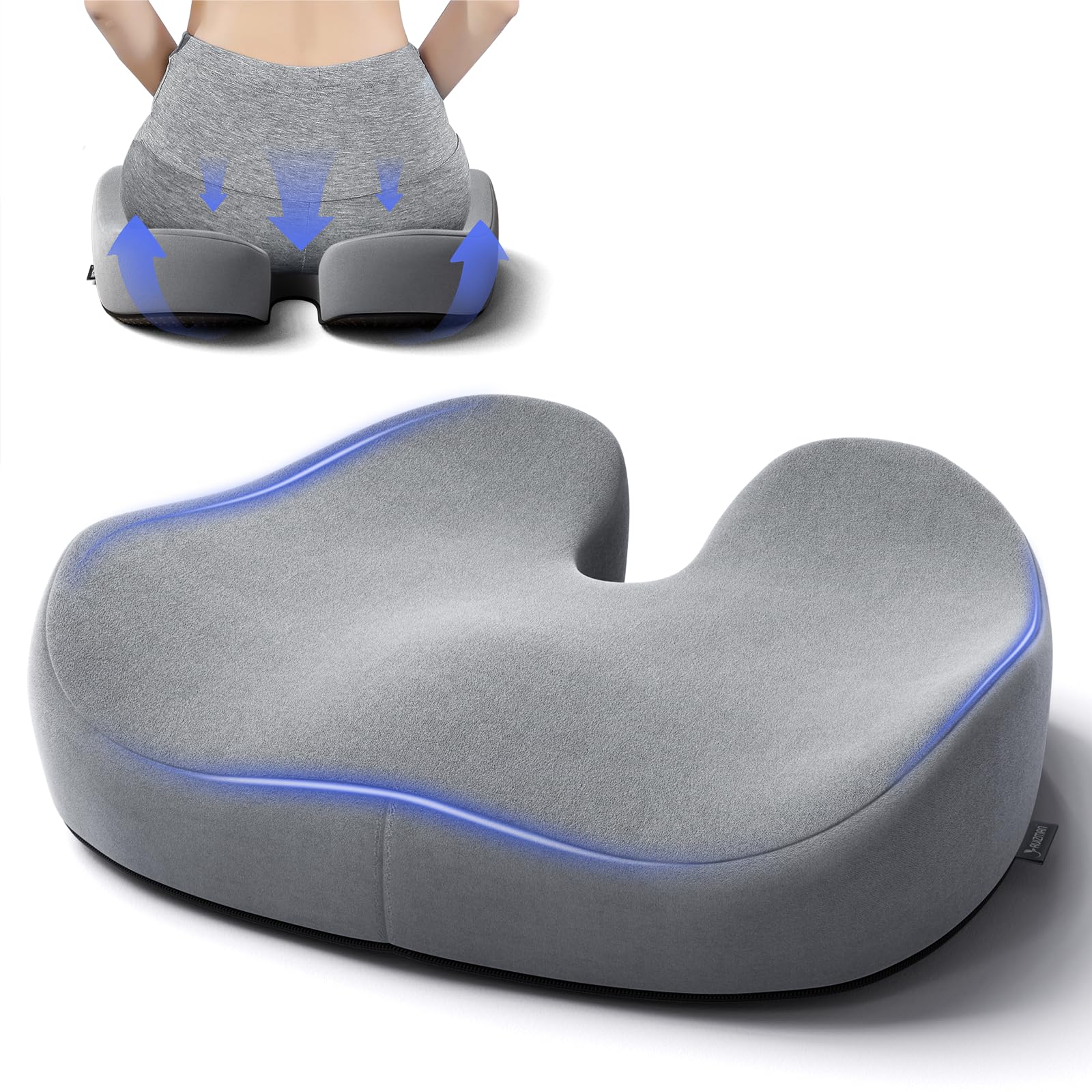 Ruizman Seat Cushions for Office Chairs - Large Office Chair Cushion for Butt - Memory Foam Seat Cushion for Tailbone Pain Relief | 18.1x16.5 Inches (Dark Grey)