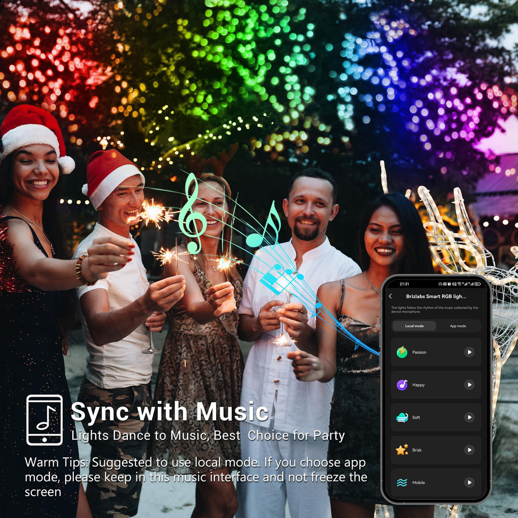 Brizled RGB Christmas Lights, 164ft 498 LED Smart String Lights App Controlled, Dimmable Color Changing Christmas Lights, Xmas Tree Lights Work with Alexa & Google Home