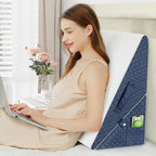 Wedge Pillow with Memory Foam Top, 9 & 12 Inch Bed Wedge for Acid Reflux, Back Pain, Heartburn, 7 in 1 Cooling-Gel Pillow Wedge for After Surgery, Adjustable Elevated Pillows for Sleeping, GERD